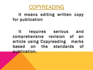 copy reading and headline writing | PPT