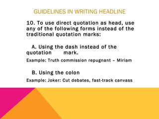 copy reading and headline writing | PPT