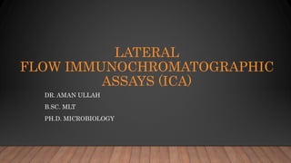 LATERAL
FLOW IMMUNOCHROMATOGRAPHIC
ASSAYS (ICA)
DR. AMAN ULLAH
B.SC. MLT
PH.D. MICROBIOLOGY
 