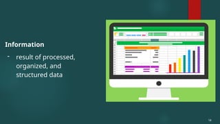 Information
- result of processed,
organized, and
structured data
18
 