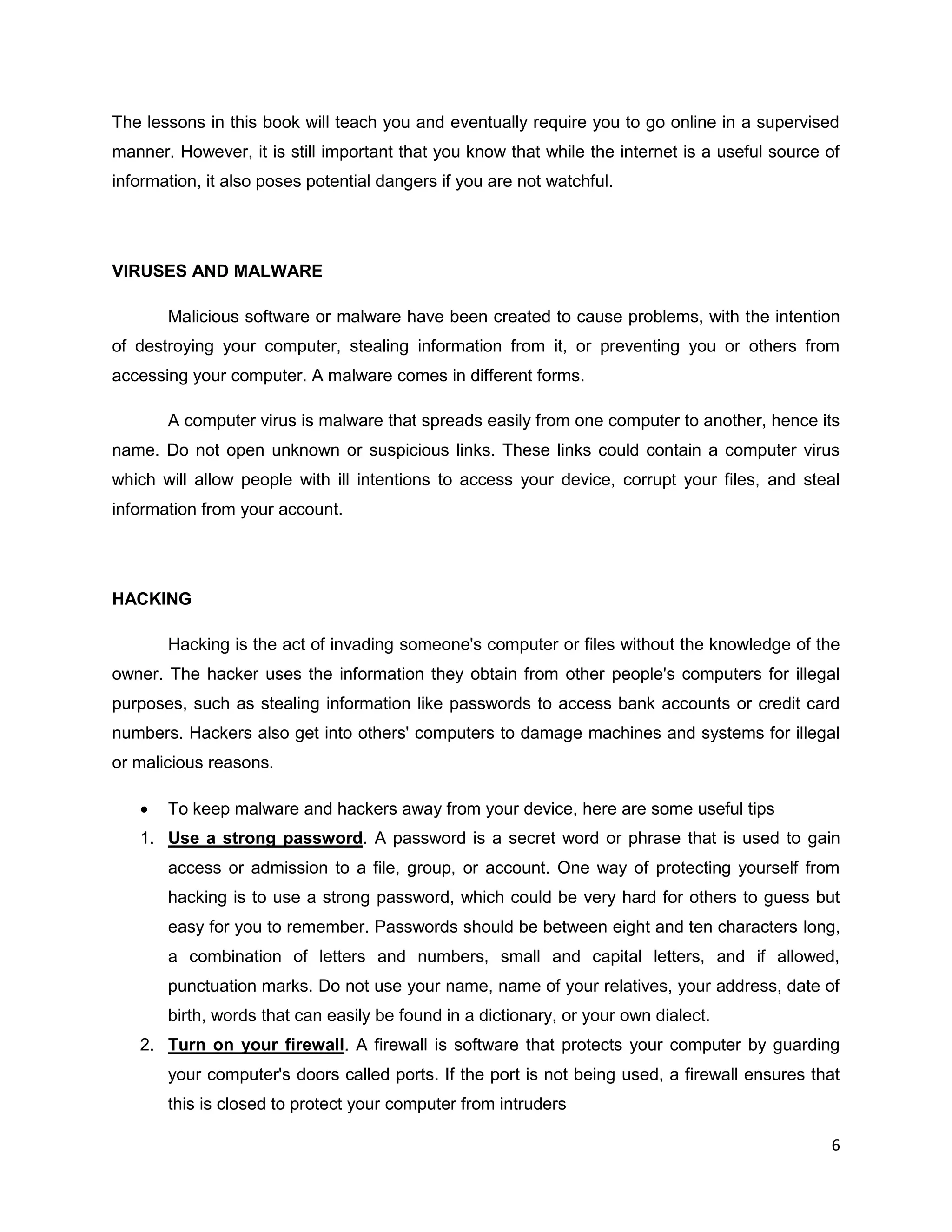 This lesson entails the safety and security of using ICT | PDF