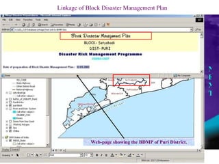 Linkage of Block Disaster Management Plan Web-page showing the BDMP of Puri District. NEXT 
