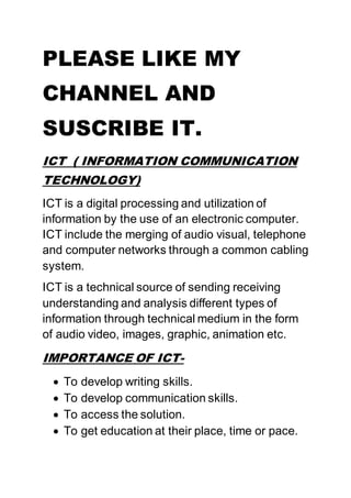 ICT- information communication technology | PDF