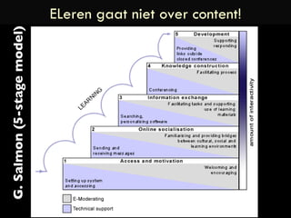 ELeren gaat niet over content! G. Salmon (5-stage model) 