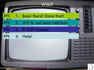 Wiki? Been there! Done that! Wil ik wel eens bekijken Ik blijf fronsen Help! 