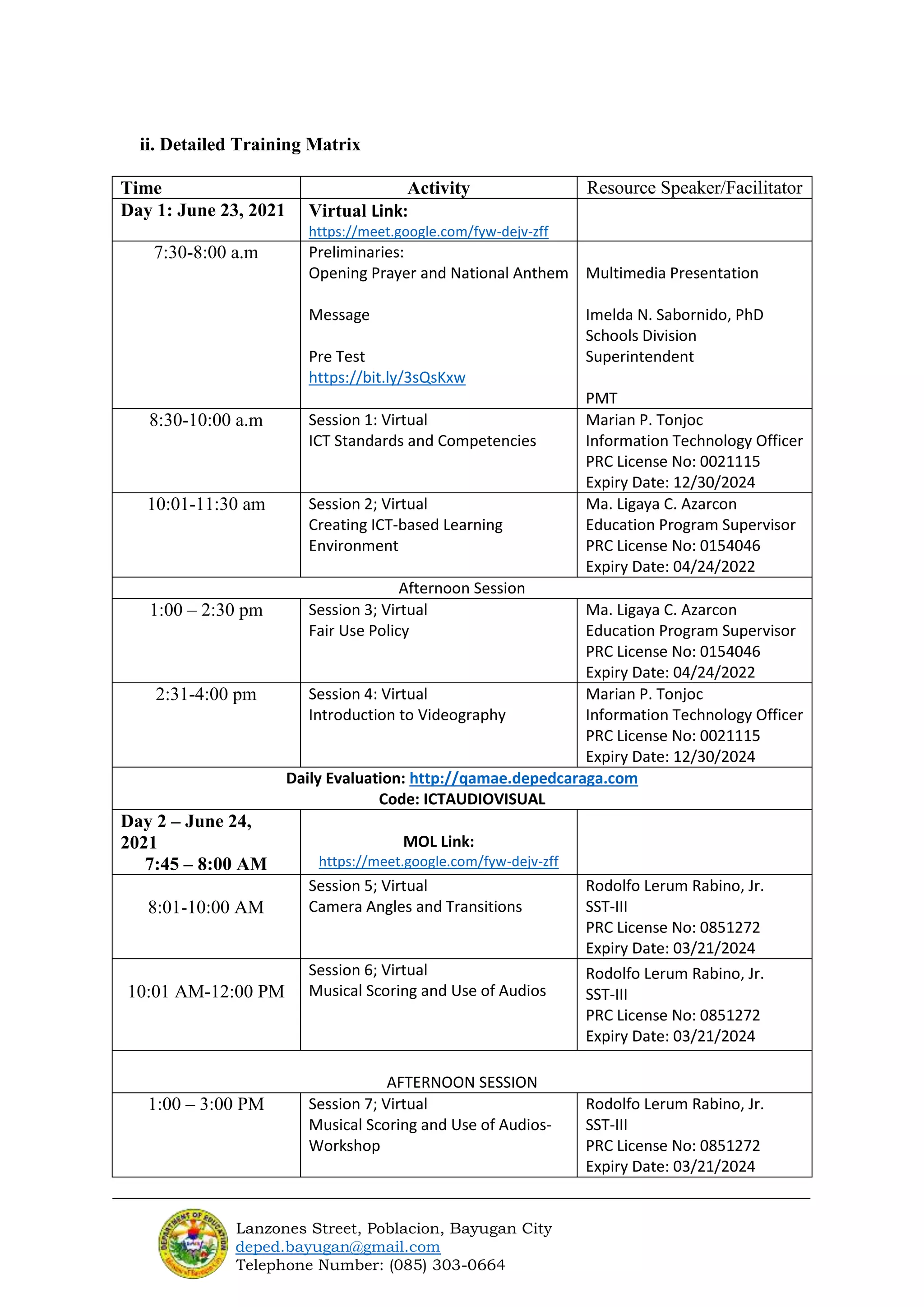 ICT-TLE Training Proposal | DOCX