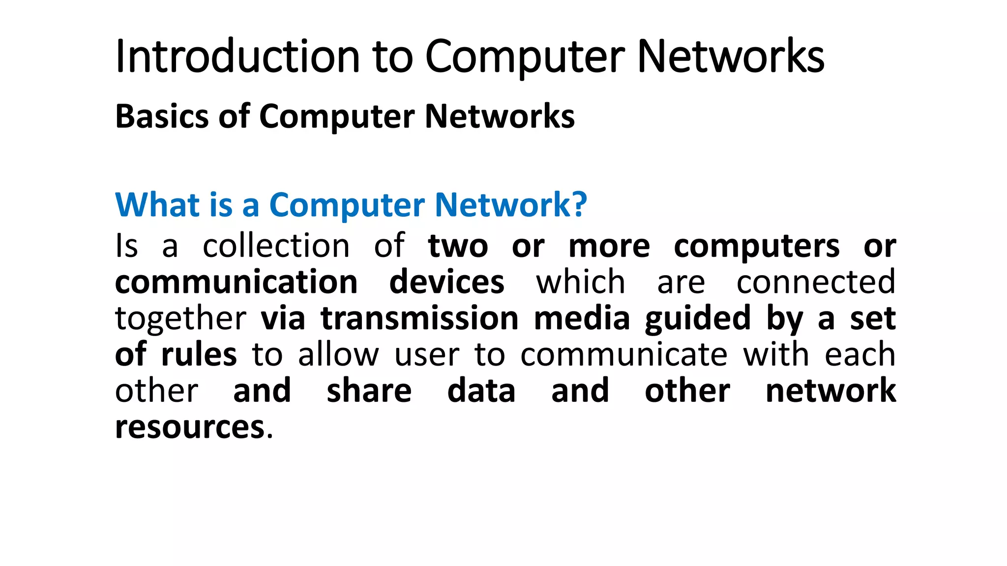 Ict 101 Lecture 2 Basics Of Computer Networks Pptx Ict 101 Lecture 2 Basics Of Computer Networks Pptx