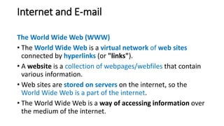 Webmail In Computer Network ICT 101 LECTURE 3 - INTERNET AND E-MAIL.pptx