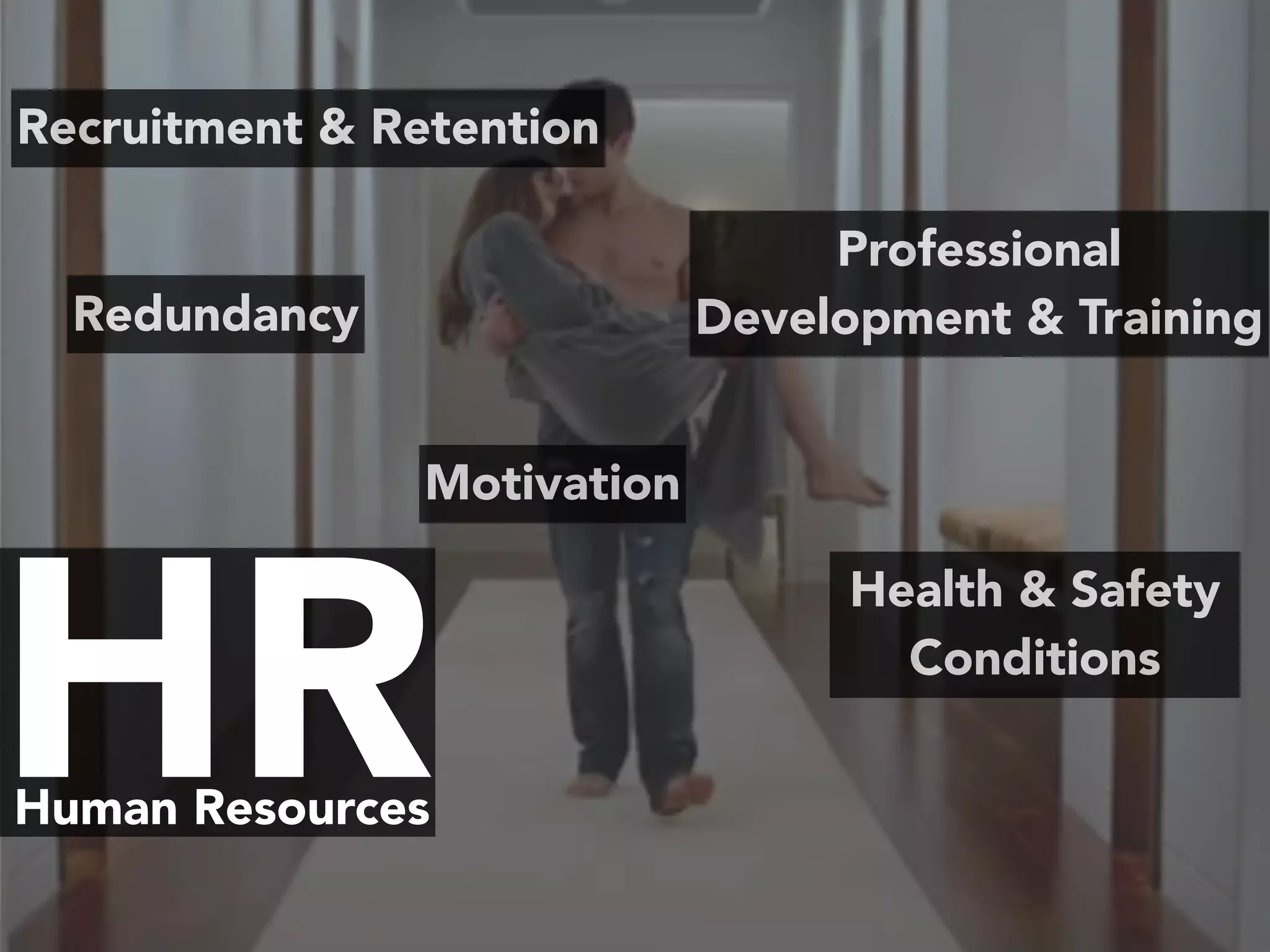HRHuman Resources
Recruitment & Retention
Redundancy
Motivation
Professional
Development & Training
Health & Safety
Conditions
 