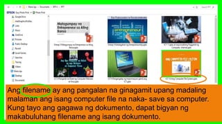 Computer Text Describe It Tagalog Ict 10 ang computer file system | PPTX