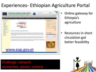 ICTs for better access to information/knowledge for Ethiopian livestock keepers