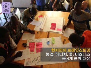 현지인의 브레인스토밍
농업, 에너지, 물, 비즈니스
등 4개 분야 대상
 