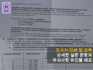 조사지 인쇄 및 교육
상세한 설문 문항과
유의사항 유인물 배포
 