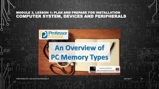 MODULE 3, LESSON 1: PLAN AND PREPARE FOR INSTALLATION
COMPUTER SYSTEM, DEVICES AND PERIPHERALS
6/27/2017PREPARED BY LMCADAPAN KNHS2017 91
 