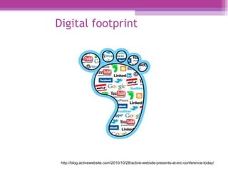 Digital footprint http://blog.activewebsite.com/2010/10/28/active-website-presents-at-erc-conference-today/ 