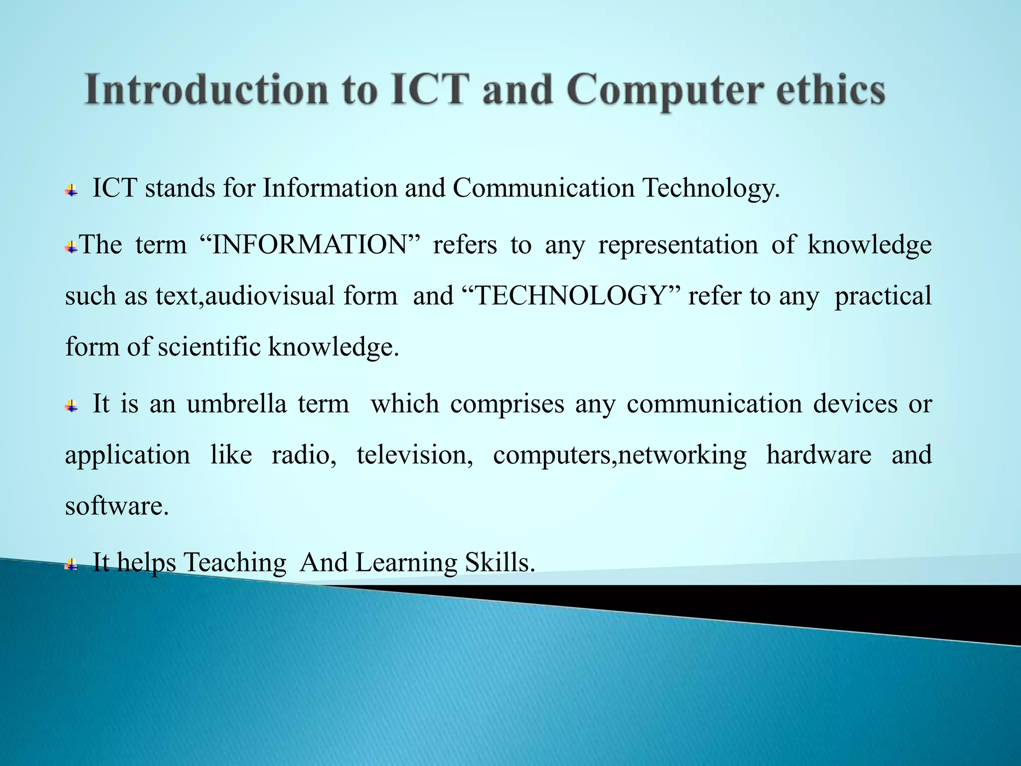 ICT and computer ethics | PPTX