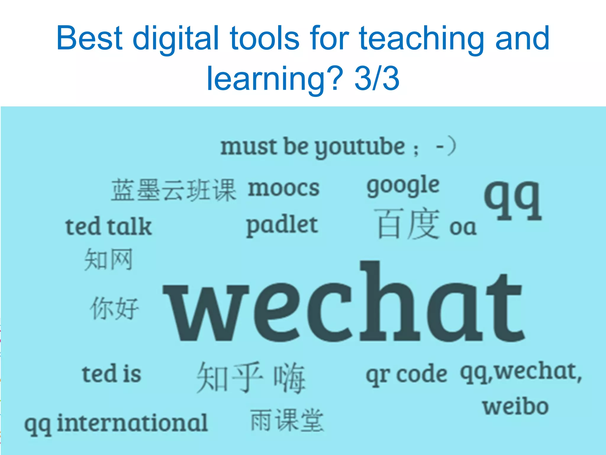 Best digital tools for teaching and
learning? 3/3
 