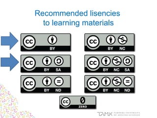 Recommended lisencies
to learning materials
 