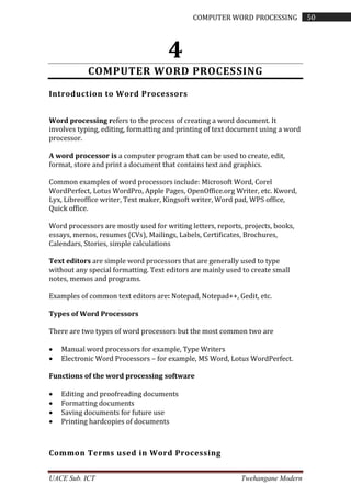 Ict Word Processing Software ICT BOOK FOR READING AND PRACTICES IN THE SUBJECT.pdf