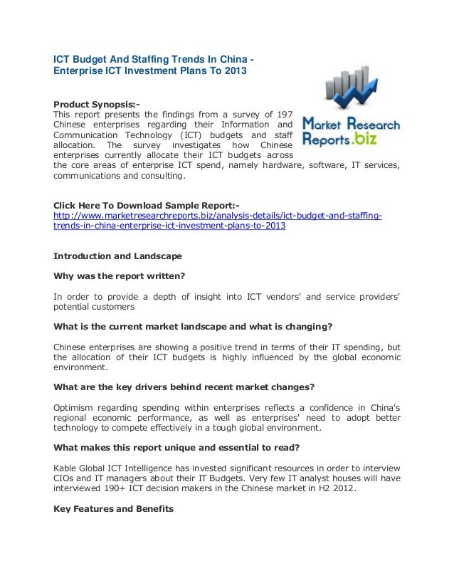 ict budget and staffing trends in china enterprise ict investment p