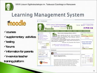 courses supplementary  activities testing forums information for parents in-service teacher training platform 