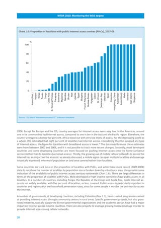 WTDR.2010:.Monitoring.the.WSIS.targets




 Chart.1.6:.Proportion.of.localities.with.public.Internet.access.centres.(PIACs),.2007-08


              %
       100



         80



        60



         40



         20



          0
              Korea (Rep.)
                             Malawi
                                      Tonga
                                              Tuvalu
                                                       Congo
                                                               Costa Rica
                                                                            S. Tomé & Principe
                                                                                                 Paraguay
                                                                                                            Botswana
                                                                                                                       Myanmar
                                                                                                                                 Namibia
                                                                                                                                           Bhutan
                                                                                                                                                    Mali
                                                                                                                                                           Uganda
                                                                                                                                                                    Egypt
                                                                                                                                                                            Bulgaria
                                                                                                                                                                                       French Polynesia
                                                                                                                                                                                                          Guinea-Bissau
                                                                                                                                                                                                                          Kyrgyzstan
                                                                                                                                                                                                                                       Gabon
                                                                                                                                                                                                                                               St. Vincent
                                                                                                                                                                                                                                                             Dominican Rep.
                                                                                                                                                                                                                                                                              Maldives
                                                                                                                                                                                                                                                                                         Spain
                                                                                                                                                                                                                                                                                                 Colombia
                                                                                                                                                                                                                                                                                                            Hong Kong, China
                                                                                                                                                                                                                                                                                                                               Kazakhstan
                                                                                                                                                                                                                                                                                                                                            Luxembourg
                                                                                                                                                                                                                                                                                                                                                         Malta
                                                                                                                                                                                                                                                                                                                                                                 Monaco
                                                                                                                                                                                                                                                                                                                                                                          San Marino
                                                                                                                                                                                                                                                                                                                                                                                       Singapore
 Source: ITU World Telecommunication/ICT Indicators database.




2006. Except for Europe and the CIS, country averages for Internet access were very low. In the Americas, around
one in six communities had Internet access, compared to one in ten in the Asia and the Pacific region. Elsewhere, the
country average was below five per cent. Africa stood out with very low levels of access. For the developing world as
a whole, ITU estimated that eight per cent of localities had Internet access. Considering that this covered any type
of Internet access, the figure for localities with broadband access is lower.28 The data used to make these estimates
were from between 2000 and 2006, and it is not possible to track more recent changes. Secondly, most developed
countries and some developing countries are more focused on pushing Internet access into the home (universal
service) rather than to localities (universal access). Thirdly, the growing use of mobile cellular networks to access the
Internet has an impact on the analysis: as already discussed, a mobile signal can span multiple localities and coverage
is typically expressed in terms of population or land area covered rather than localities.

Some countries do track data on the proportion of localities with PIACs, and while these more recent (2007-2008)
data do not show the number of localities by population size or broken down by urban/rural area, they provide some
indication of the availability of public Internet access services nationwide (Chart 1.6). There are large differences in
terms of the proportion of localities with PIACs. Most developed or high-income economies have public access in all
localities. In a number of countries, including Tonga, the Republic of the Congo and Costa Rica, public Internet ac-
cess is not widely available, with five per cent of localities, or less, covered. Public access is particularly important in
countries and regions with low household penetration rates, since for some people it may be the only way to access
the Internet.

A number of governments of developing countries, including Colombia (Box 1.3), have created programmes aimed
at providing Internet access through community centres in rural areas. Specific government projects, but also grass-
roots initiatives, typically supported by non-governmental organizations and the academic sector, have had a major
impact on Internet access in some countries. There are also projects to leverage growing mobile coverage in order to
provide Internet access using cellular networks.


20
 