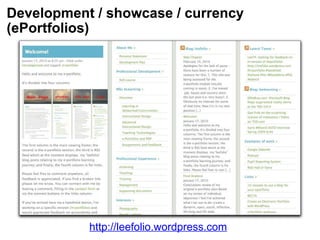 Development / showcase / currency (ePortfolios) http://leefolio.wordpress.com 