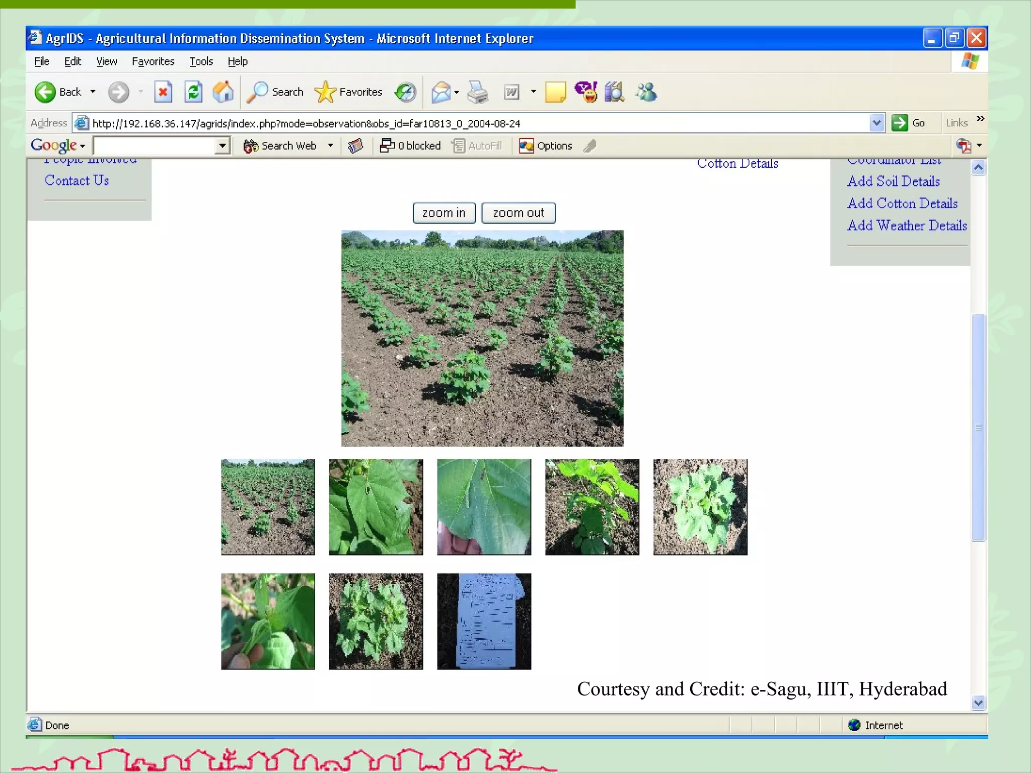 Courtesy and Credit: e-Sagu, IIIT, Hyderabad 