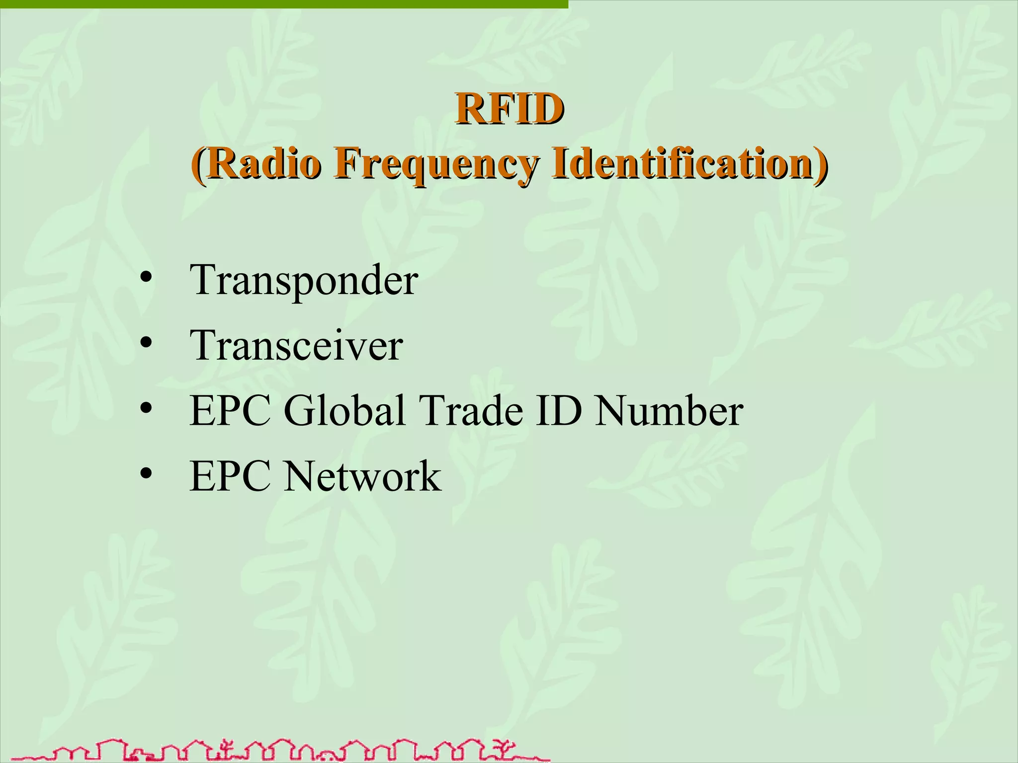 RFID (Radio Frequency Identification) Transponder Transceiver EPC Global Trade ID Number EPC Network 