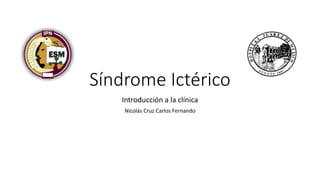 Síndrome Ictérico
Introducción a la clínica
Nicolás Cruz Carlos Fernando
 