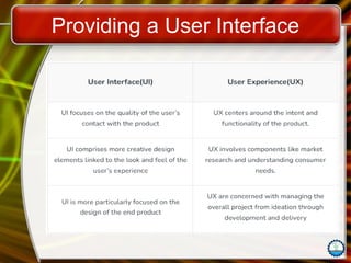 Providing a User Interface
 