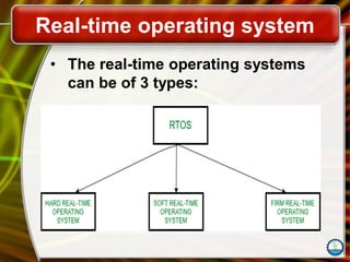 Real-time operating system
• The real-time operating systems
can be of 3 types:
 