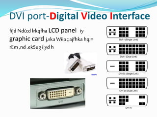 DVI port-Digital Video Interface
fïjdNdú;dlrkqfha LCD panel iy
graphic card j,ska Wiia;;ajfhka hq;=
rEm ,nd .ekSugi|yd h
 