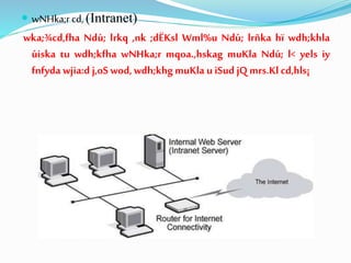 wNHka;r cd, (Intranet)
wka;¾cd,fha Ndú; lrkq ,nk ;dËKsl Wml%u Ndú; lrñka hï wdh;khla
úiska tu wdh;kfha wNHka;r mqoa.,hskag muKla Ndú; l< yels iy
fnfyda wjia:d j,oS wod,wdh;khg muKla uiSud jQ mrs.Kl cd,hls¡
 