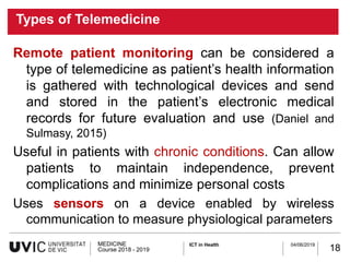 Information and communications technologies in Health. TELEMEDICINE ...