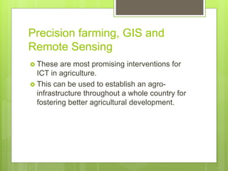 ICT in Agriculture for National ICT R&D Fund-MoIT | PPTX