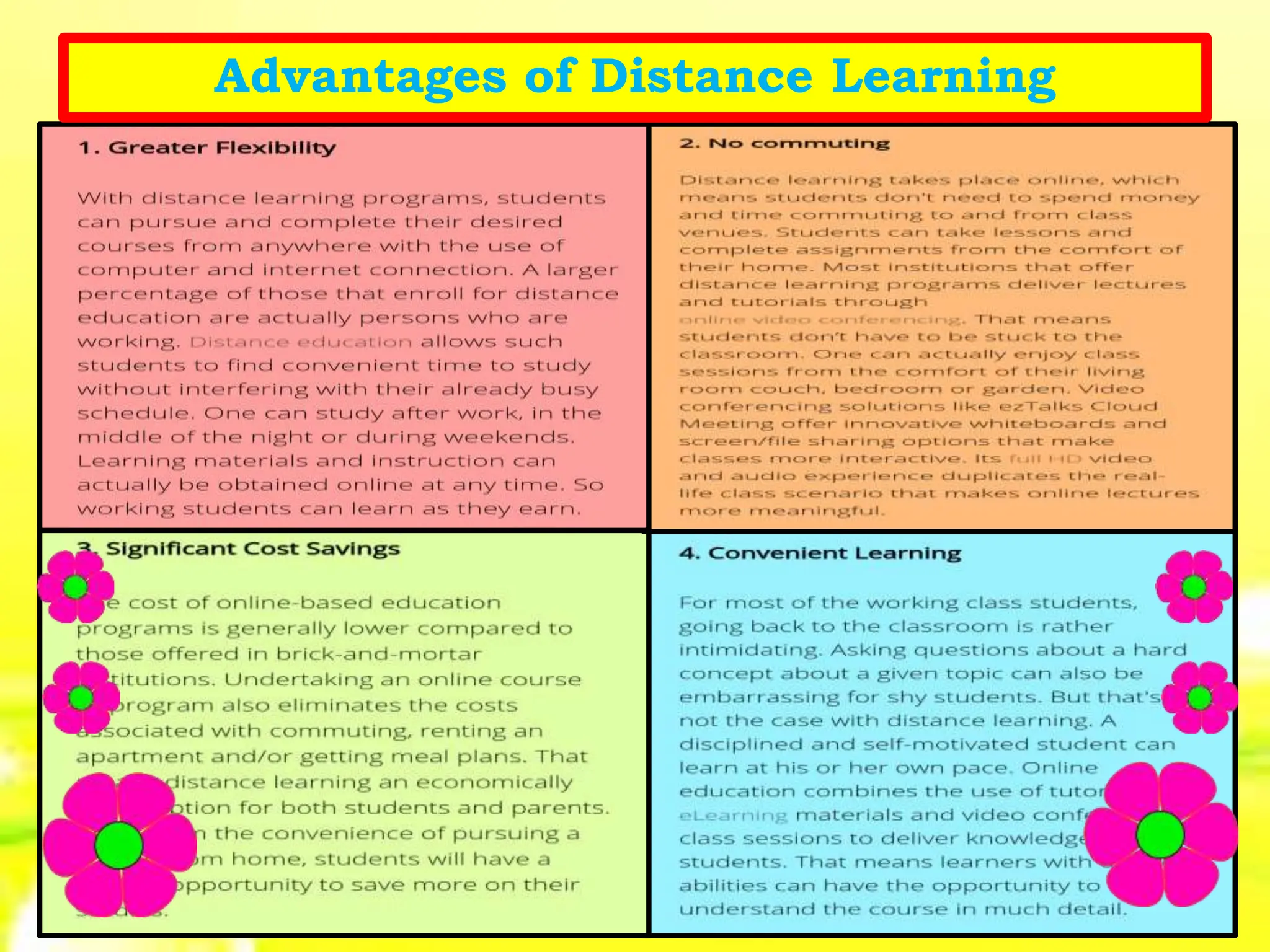 Advantages of Distance Learning
 