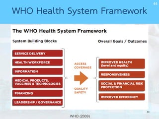 44
44
WHO (2009)
WHO Health System Framework
 