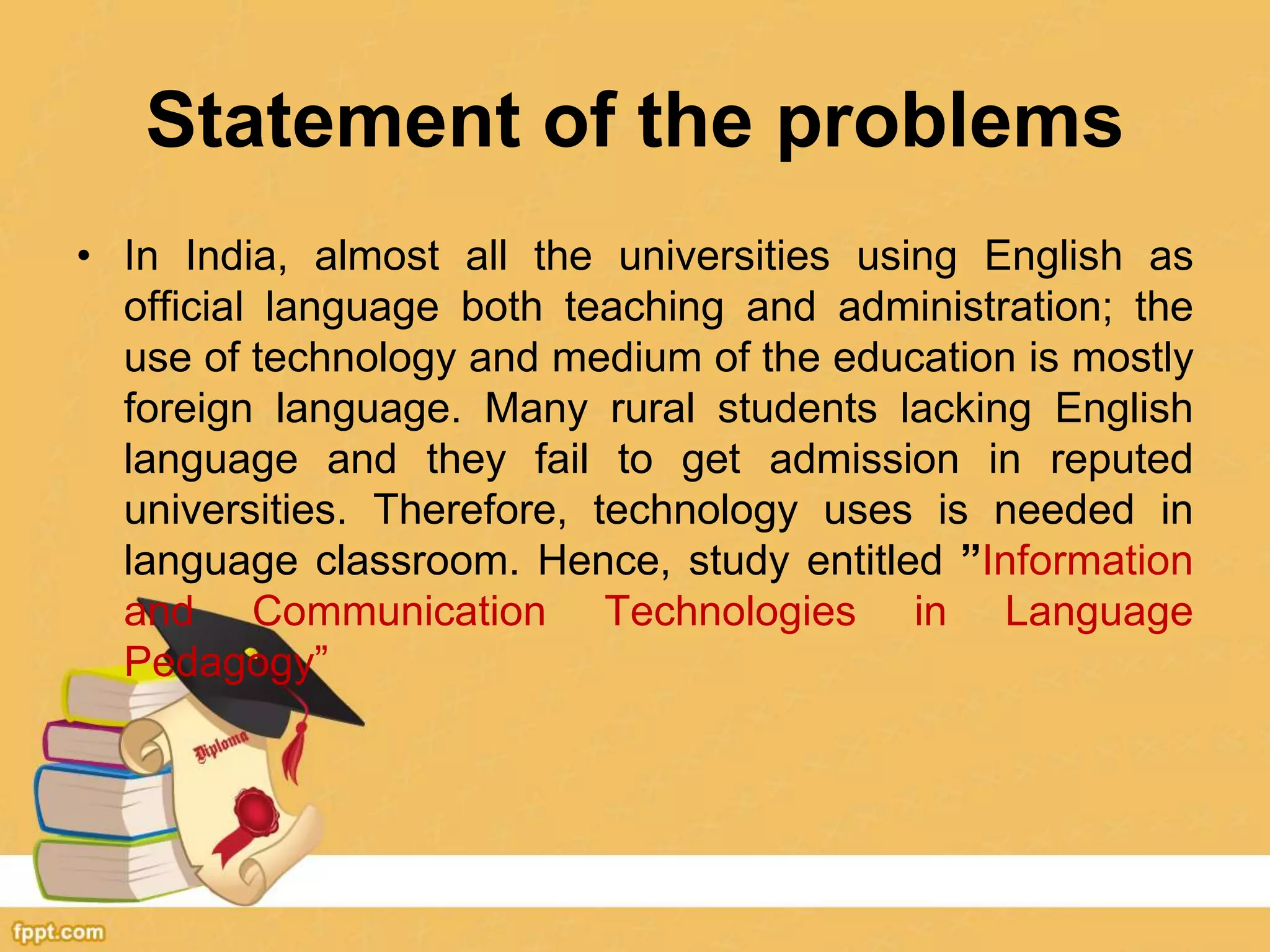 Information and Communication Technologies in Language Pedagogy | PPT