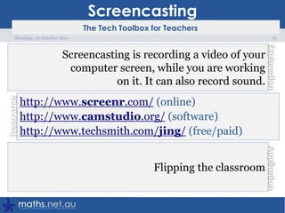 Flipping the classroom: FeedbackComments from students:I hated this topic doing it on the computer and thought it was a terrible way to learni really disliked learning by myself, id rather be tought by the teacher and be given and forced to do homework. i felt i didn't know anything for this topic14Monday, 10 October 2011