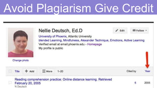 Avoid Plagiarism Give Credit
 