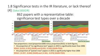 1.8 Significance tests in the IR literature, or lack thereof
(4) [Sakai16SIGIR]
 