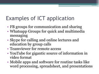 Communication Application Ict Ict lecture 1 An introduction to information and Communication ...
