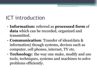 Ict lecture 1 An introduction to information and Communication ...