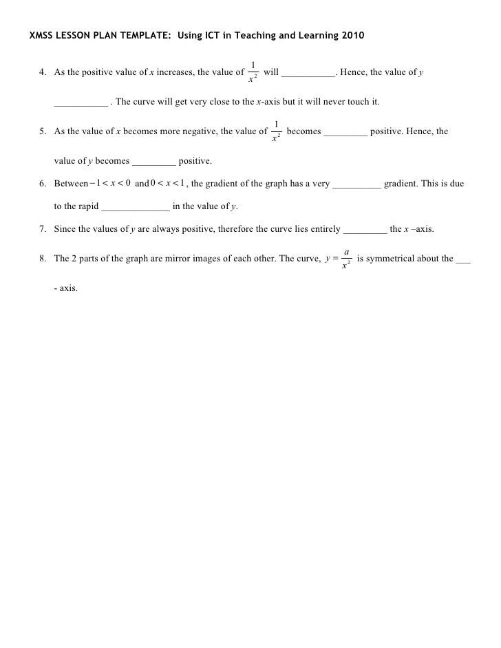 Ict lesson plan for sec 3 e (fuctions and graphs)