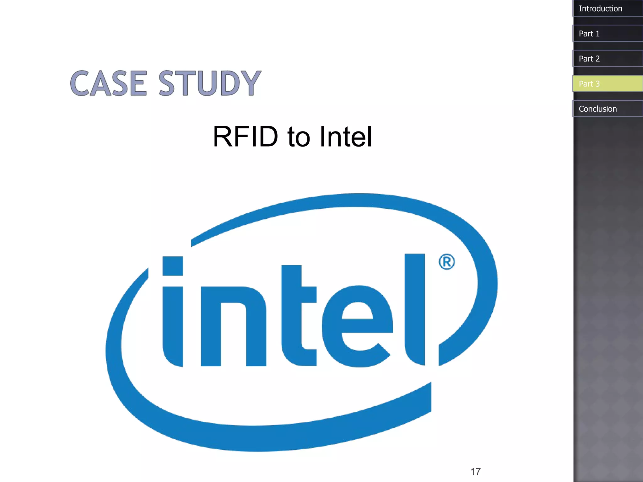 RFID to Intel Introduction Part 1 Part 3 Part 2 Conclusion 