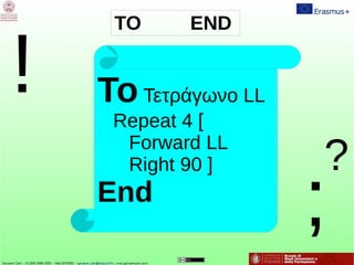 !
;
ΤοΤετράγωνο LL
Repeat 4 [
Forward LL
Right 90 ]
End
TO END
?
 