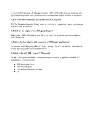 ICT Manager (NEC) ANZSCO 135199 | ACS RPL Writing Service | PDF