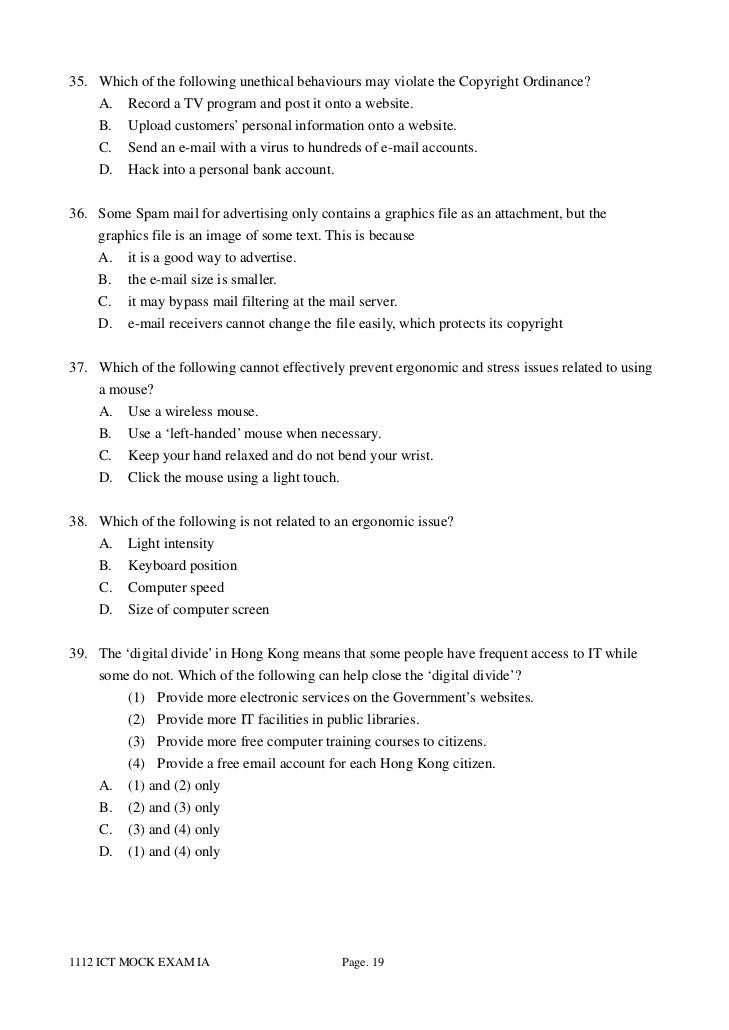 Ict mock exam paper 1 a combined