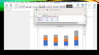 TO DESIGN A CHART, DO THE
FOLLOWING:
1. Select the chart that you want to add design to. Design,
Layout and Format tabs of the Chart Tools will appear.
 
